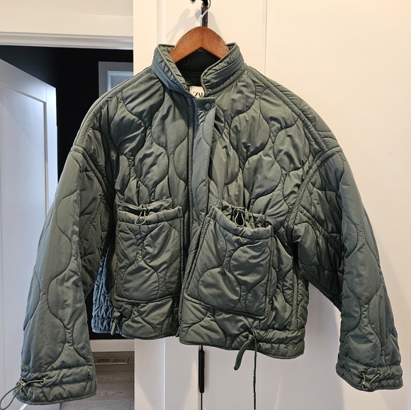 Zara Green Quilted Jacket - Picture 2 of 4